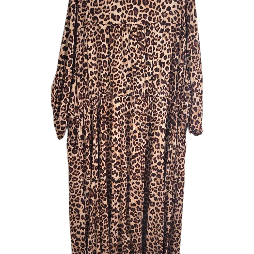 Torrid Leopard Print Chalis Button Down Midi Dress NWT Size 4X Drawstring - Picture 7 of 16